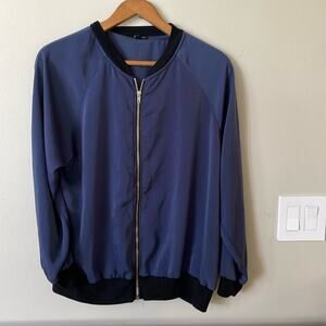 WEST KEI Stitchfix Sheer Blue & Black Bomber Jacket Size 1XL
